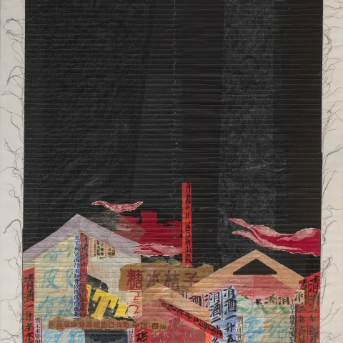 Josef Hampl, New York - China Town VII, 100 x 70 cm, šitá koláž, 1997-1998.