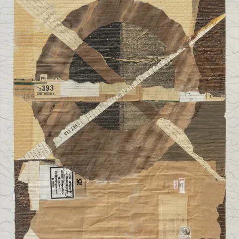 Josef Hampl, Z cyklu Dopisy mně, 100 x 70 cm, šitá koláž, 1996