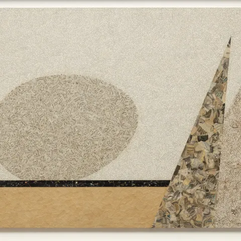 Jiří Kolář, Příchod hudby, 80x120cm, chiasmáž, 1984