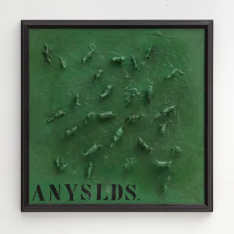 Milan Knížák, Ilustrace ke Zvířecí bibli, 50x50cm, asambláž, 1994 III