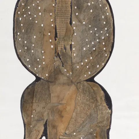 Věra Janoušková, Hlava, 84x59 cm, propalovaná koláž, 2010