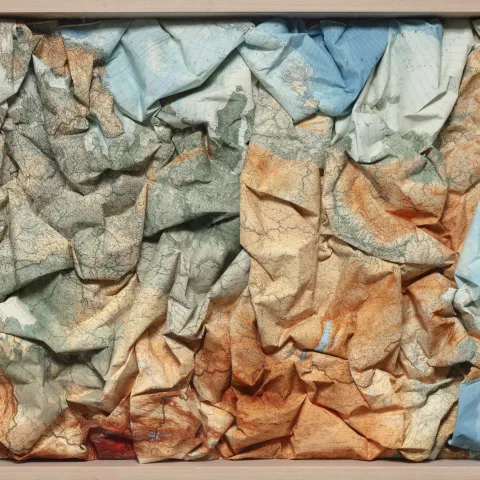 Jana Kasalová, Dissolutio Imperii (Unione Sovietica), Zánik říše (Svaz Sovětských socialistických republik), 97x135x10 cm, kombinované techniky, papír, 2024