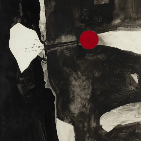 Vladimír Janoušek, bez názvu, 29x41cm, kreba a koláž na papíře, 50. léta 20. století